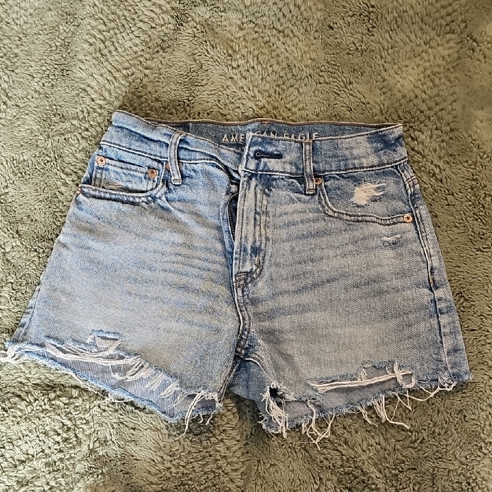 American Eagle Outfitters Light Blue Ripped Denim Shorts
